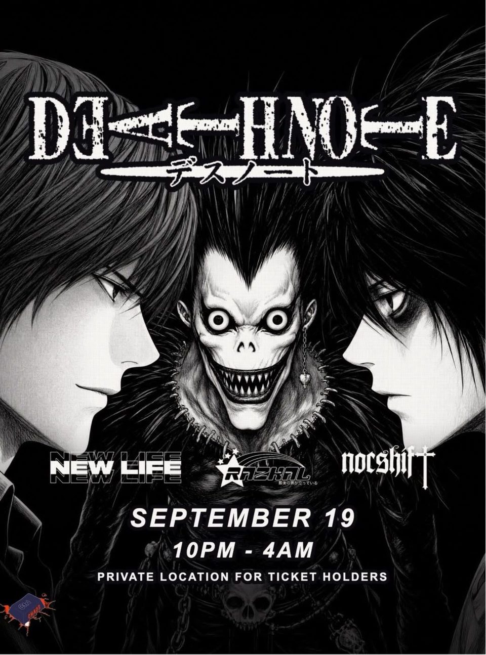 Poster for NS X NL X CC PRESENT: DEATH NOTE RAVE