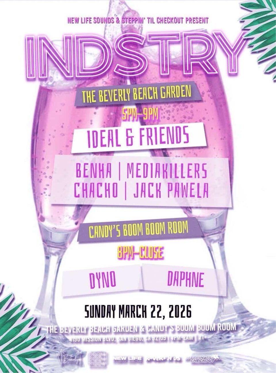 Poster for INDSTRY Sundays @ The Beverly Beach Garden PB