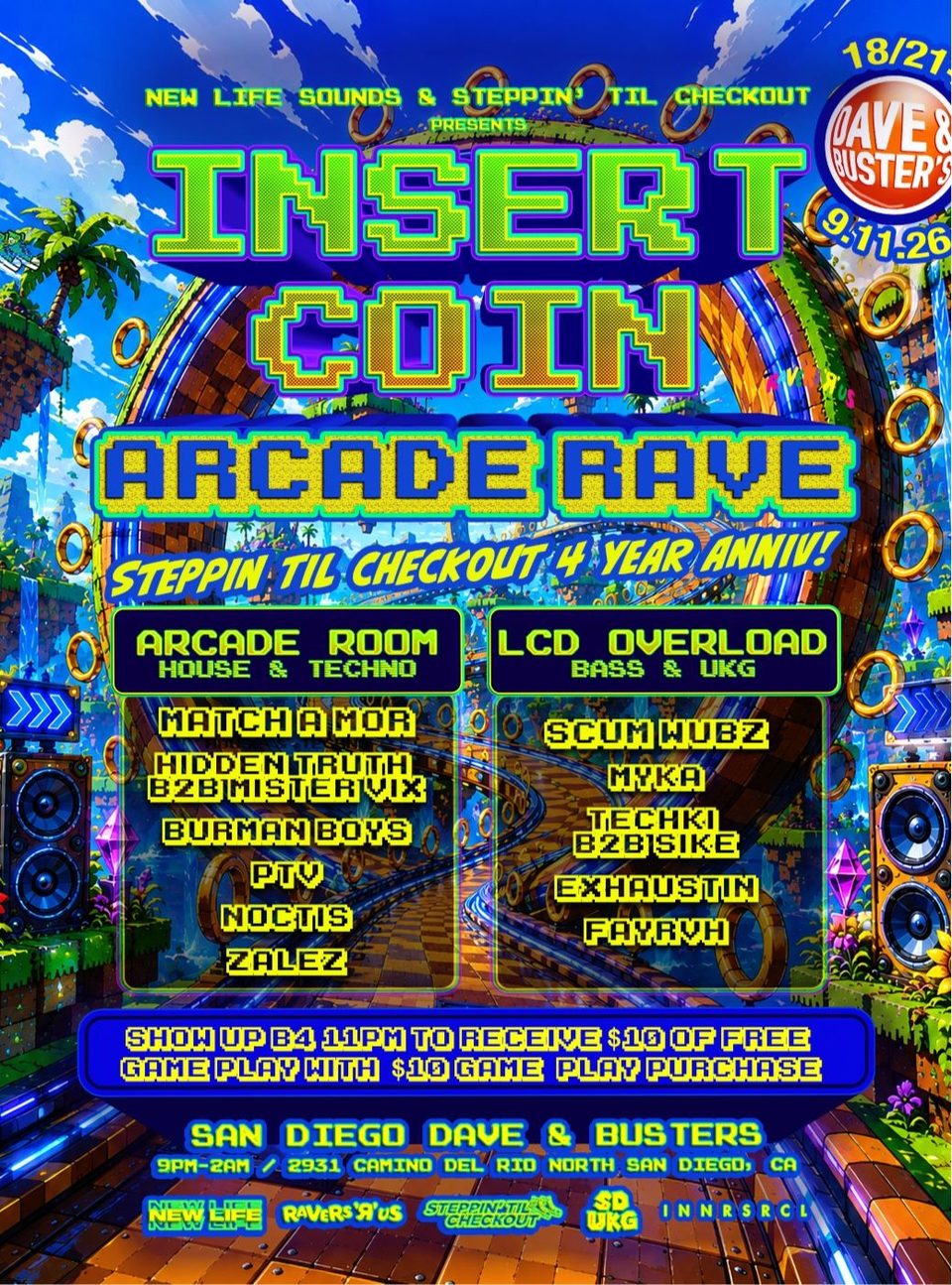 Poster for INSERT COIN: Arcade Rave (18/21+)